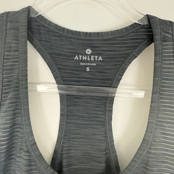 ATHLETA Lightweight Racerback Tank Top S Gray Heather Stripe Breathable EUC B12 - Picture 4 of 5